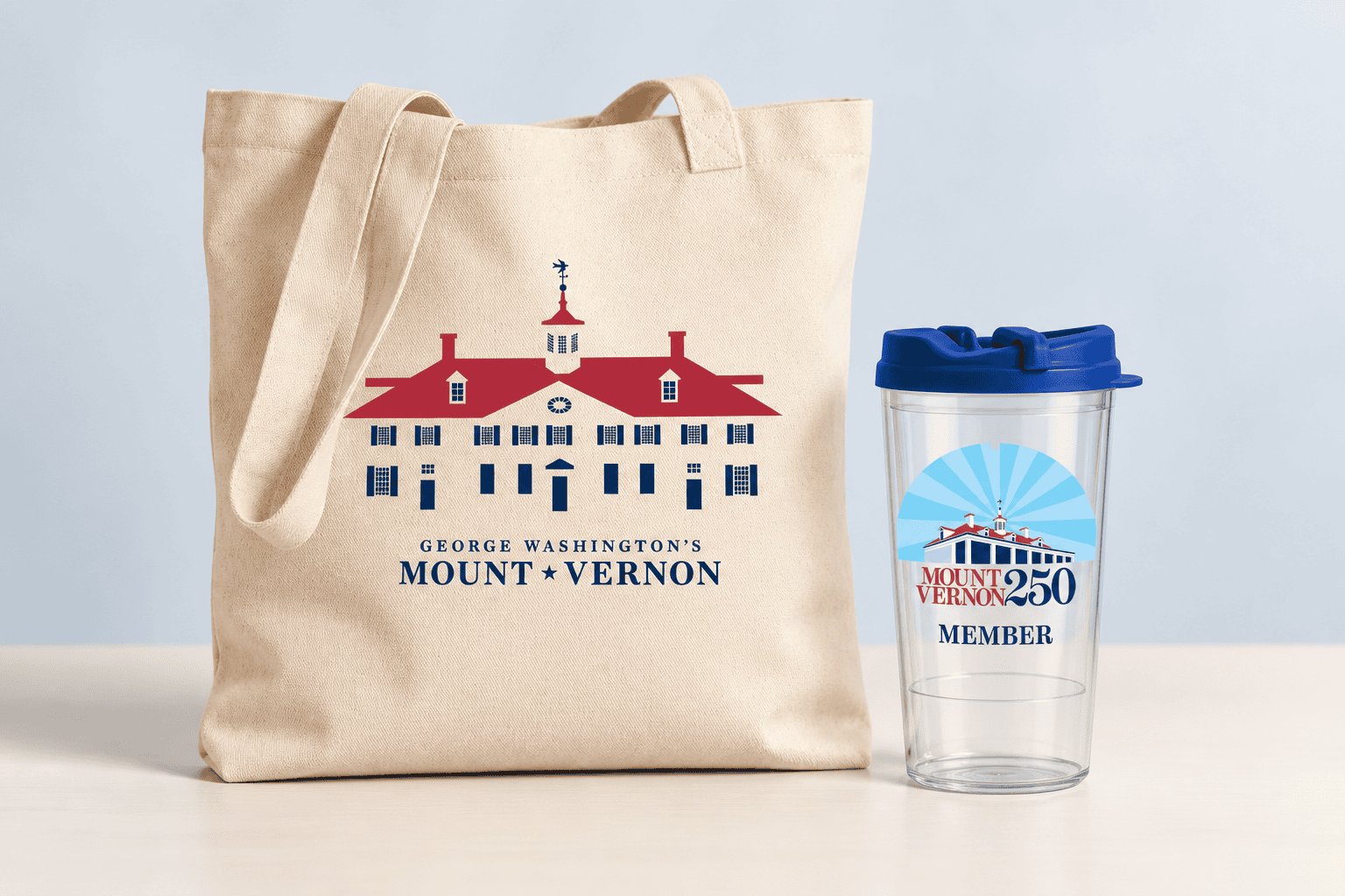 George Washington's Mount Vernon canvas tote and member tumbler