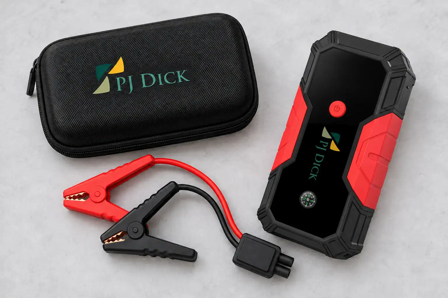 PJ Dick jump-starter tech kit with a logo carry case
