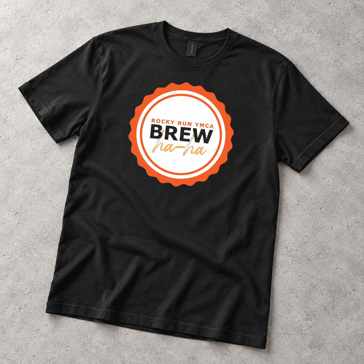Black Rocky Run YMCA Brew Ha-Ha event T-shirt